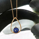 Tear Drop Tanzanite Yellow Gold Slider Pendant