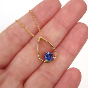 Tear Drop Tanzanite Yellow Gold Slider Pendant