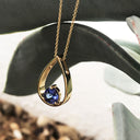 Tear Drop Tanzanite Yellow Gold Slider Pendant