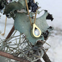 Tear Drop Tension Set Yellow Gold Diamond Slider Pendant