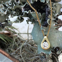 Tear Drop Tension Set Yellow Gold Diamond Slider Pendant