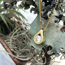 Tear Drop Tension Set Yellow Gold Diamond Slider Pendant