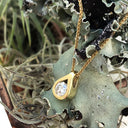 Tear Drop Tension Set Yellow Gold Diamond Slider Pendant