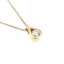 Tear Drop Tension Set Yellow Gold Diamond Slider Pendant