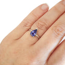 Thin White Gold Band, Pear Cut Tanzanite with Petite Diamond Accent Ring