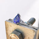 Thin White Gold Band, Pear Cut Tanzanite with Petite Diamond Accent Ring