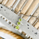 Three Peridot Bar Setting Round Cut Drop Pendant