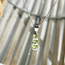 Three Peridot Bar Setting Round Cut Drop Pendant