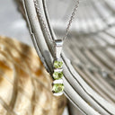 Three Peridot Bar Setting Round Cut Drop Pendant