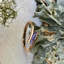 Three Stone Tension Setting Tanzanite Rose Gold Ring