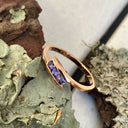 Three Stone Tension Setting Tanzanite Rose Gold Ring