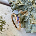 Three Stone Tension Setting Tanzanite Rose Gold Ring