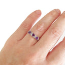 Three Trilliant Cut Amethyst with Diamond Accent Ring