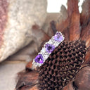 Three Trilliant Cut Amethyst with Diamond Accent Ring