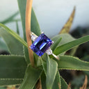 Timeless Emerald Cut Tanzanite and Petite Diamond Accent Ring