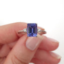 Timeless Emerald Cut Tanzanite and Petite Diamond Accent Ring