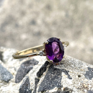 Timeless Oval Amethyst Ring with Petite Diamond Accent