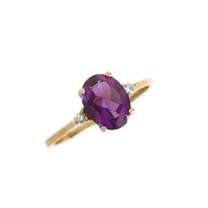 Timeless Oval Amethyst Ring with Petite Diamond Accent