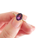 Timeless Oval Amethyst Ring with Petite Diamond Accent