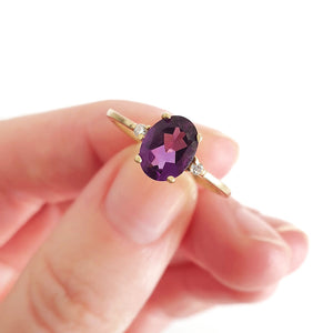 Timeless Oval Amethyst Ring with Petite Diamond Accent