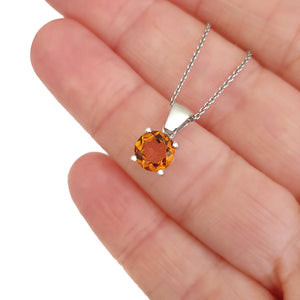 Timeless Solitaire Citrine Round Cut Pendant