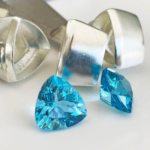 Topaz - Blue Trilliant Cut Pair - 13.15ct