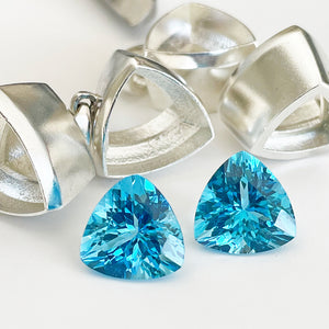 Topaz - Blue Trilliant Cut Pair - 13.15ct