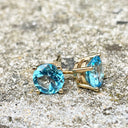 Classic Blue Topaz Yellow Gold Studs