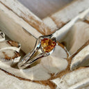 Trilliant Citrine Split Shank White Gold Ring