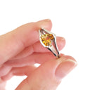 Trilliant Citrine Split Shank White Gold Ring