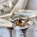 Trilliant Citrine Split Shank White Gold Ring