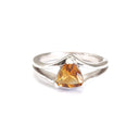 Trilliant Citrine Split Shank White Gold Ring