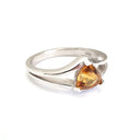Trilliant Citrine Split Shank White Gold Ring