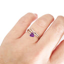 Trilliant Cut Amethyst Silver Wrap Around Ring