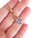 Trilliant Cut Amethyst, Diamond and Rose Gold Pendant