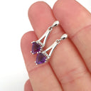 Trilliant Cut Amethyst and White Gold Drop Earrings with Diamond Accents