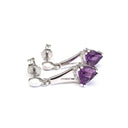 Trilliant Cut Amethyst and White Gold Drop Earrings with Diamond Accents