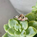 Trilliant Cut Bezel Set Morganite and Diamond Highlight Ring