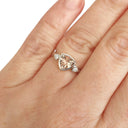 Trilliant Cut Bezel Set Morganite and Diamond Highlight Ring