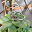 Trilliant Cut Bezel Set Morganite and Diamond Highlight Ring