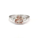 Trilliant Cut Bezel Set Morganite and Diamond Highlight Ring