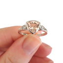 Trilliant Cut Bezel Set Morganite and Diamond Highlight Ring