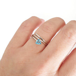 Trilliant Cut Blue Topaz Silver Wrap Around Ring