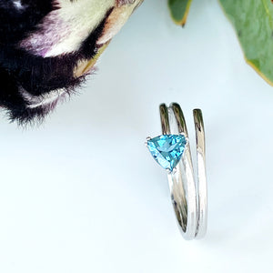 Trilliant Cut London Blue Topaz Silver Wrap Around Ring