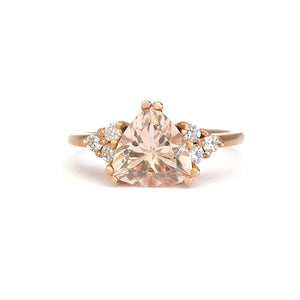 Trilliant Cut Morganite, Diamond and Rose Gold Ring