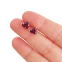 Trilliant Cut Purple Hue Rhodolite Rose Gold Studs
