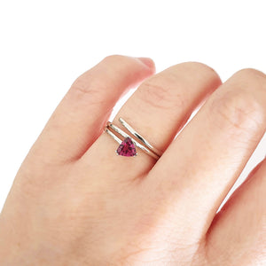 Trilliant Cut Rhodolite Silver Wrap Around Ring