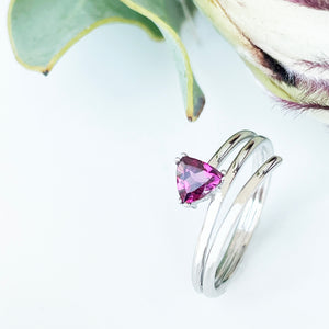 Trilliant Cut Rhodolite Silver Wrap Around Ring