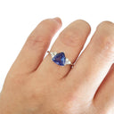 Trilliant Cut Tanzanite Ring with Trilogy Diamond Accents