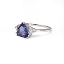 Trilliant Cut Tanzanite Ring with Trilogy Diamond Accents